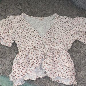 Cream and brown crop top